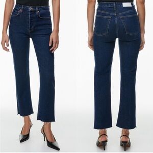 Re/Done 70’s High Rise Stove Pipe Dark 71 Straight Leg Jean Size 24